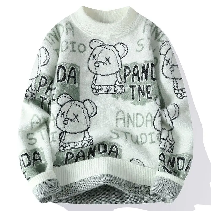 Men and Women Couples Wear Plush Sweaters Warm Knitwear Versatile Fashionable Personalized and Handsome Teddy Bear Pattern Top