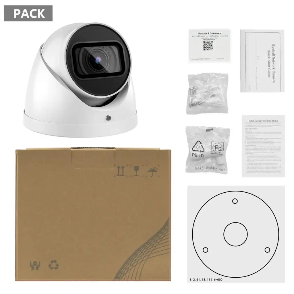 4MP IP Camera PoE IR Night Vision Starlight Dome Metal Built-in Mic SD Card Security Cameras Replace 4433C-A