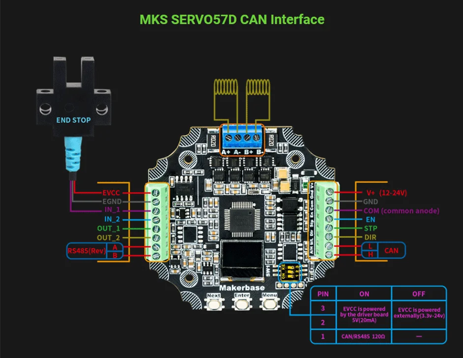Makerbase MKS SERVO57D PCBA NEMA23 Closed-Loop-Schrittmotortreiber CNC 3D-Drucker für Gen_L FOC Leise und Effizient – Detail 4