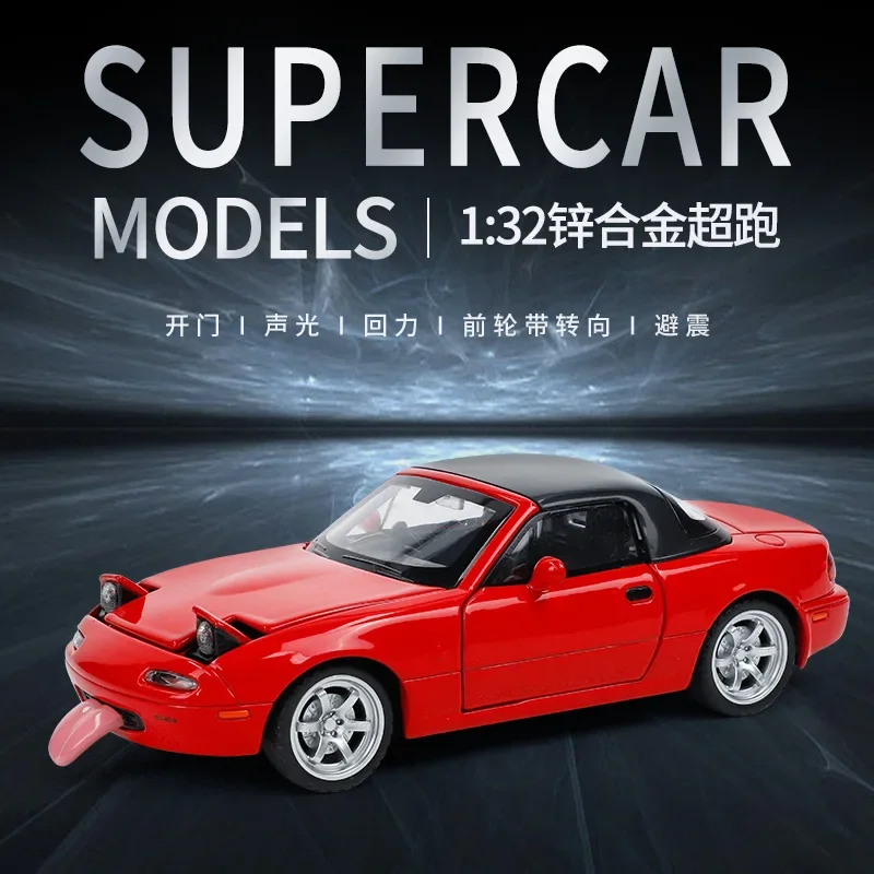 

1:32 Mazda MX-5 supercar High Simulation Diecast Metal Alloy Model car Sound Light Pull Back Collection Kids Toy Gifts A658