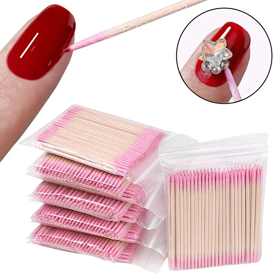 Double-ended Cotton Swabs Fine Pointed Tips Nail Art Makeup Eyeliner Correction Beauty Tools 100Pcs