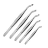 Non-slip Stainless Elbow Eyelash Curved Bent Tweezers Aquarium Jewelry Clip Medical Ear Wax Removal Forceps Pet Feeding Tool 1