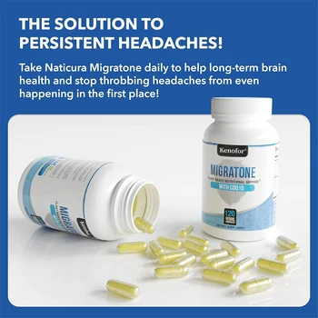 Migratone Capsules - Ashwagandha, Feverfew & CoQ10 Blend, Headache Relief & Brain Nervous System Support, 30/60/120 Counts 1