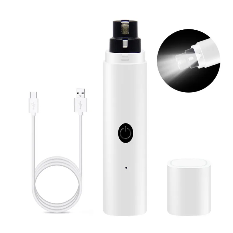 Electric Dog Nail Clippers Grinders Rechargeable USB LED Light Pet