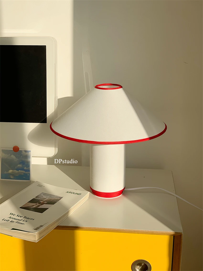 

Nordic Fabric Mushroom Simple Table Lamps Bedroom Bedside Study Living Room Sofa Next To Interior Art Design Decor Table Lights