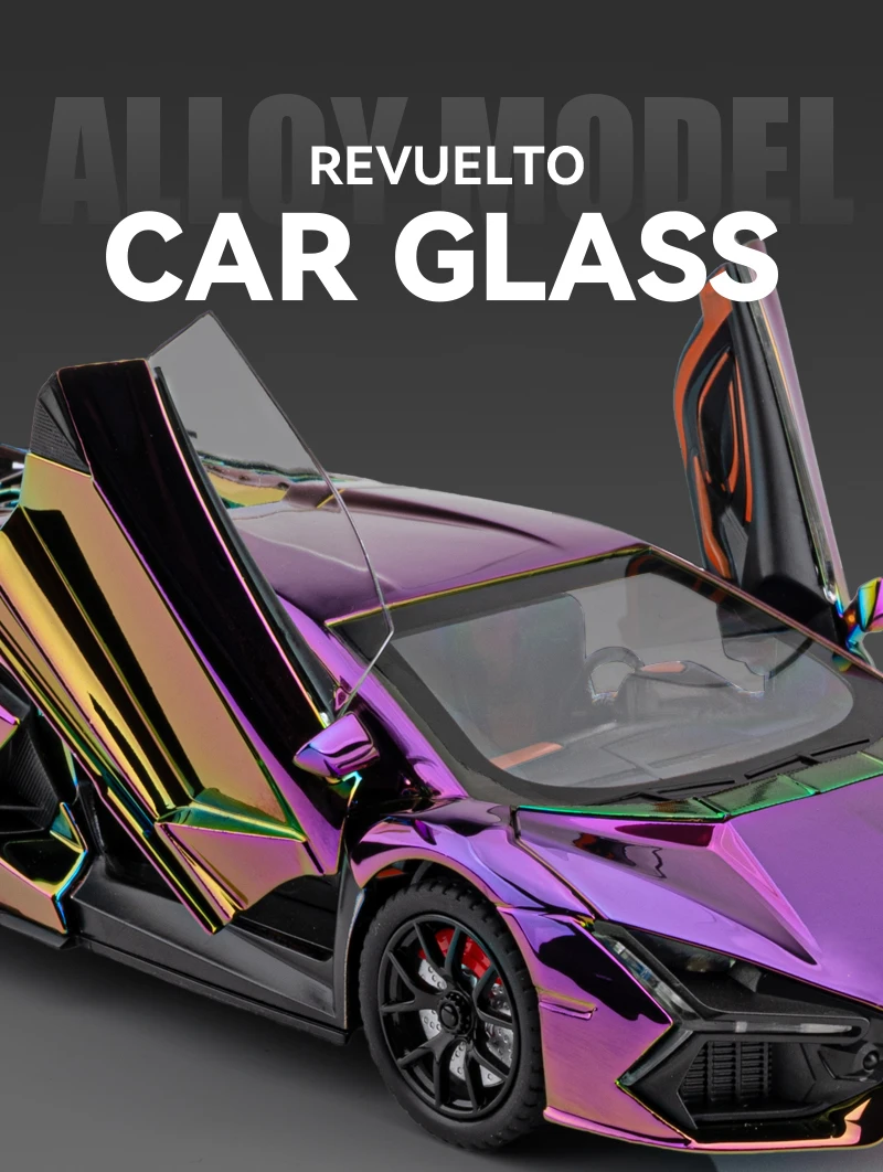 1/24 Revuelto Legierung Sport Auto Modell Diecast Metall Racing Galvanik Fahrzeuge Auto Modell Sound Licht Mit Spray Kinder Spielzeug Geschenk – Detail 8