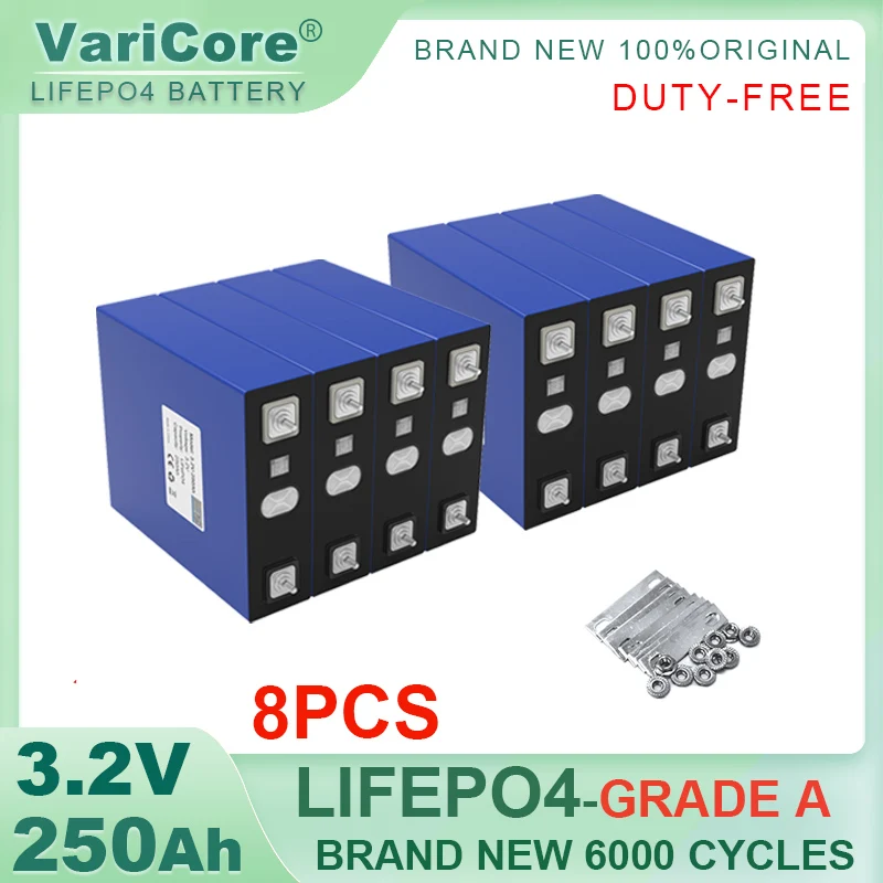 8pcs  3.2V LiFePO4 Battery 320AH 280ah 200ah 150ah 105ah DIY 12v 24V Automotive