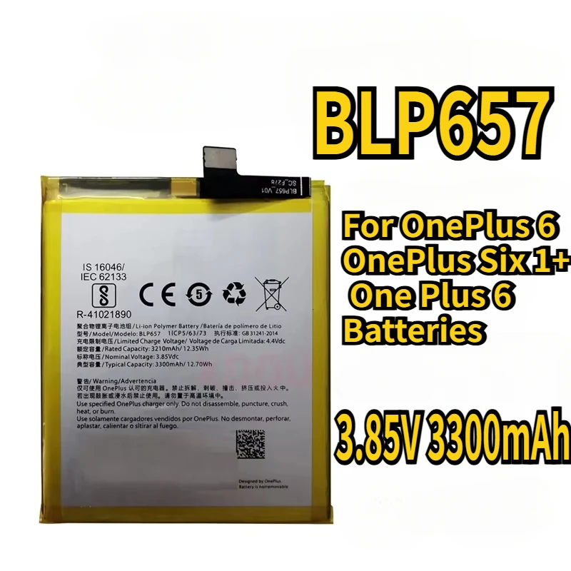 New Phone BLP657 Battery For OnePlus 6 OnePlus Six 1+ One Plus 6 Batteries In Stock 3.85V 3300mAh