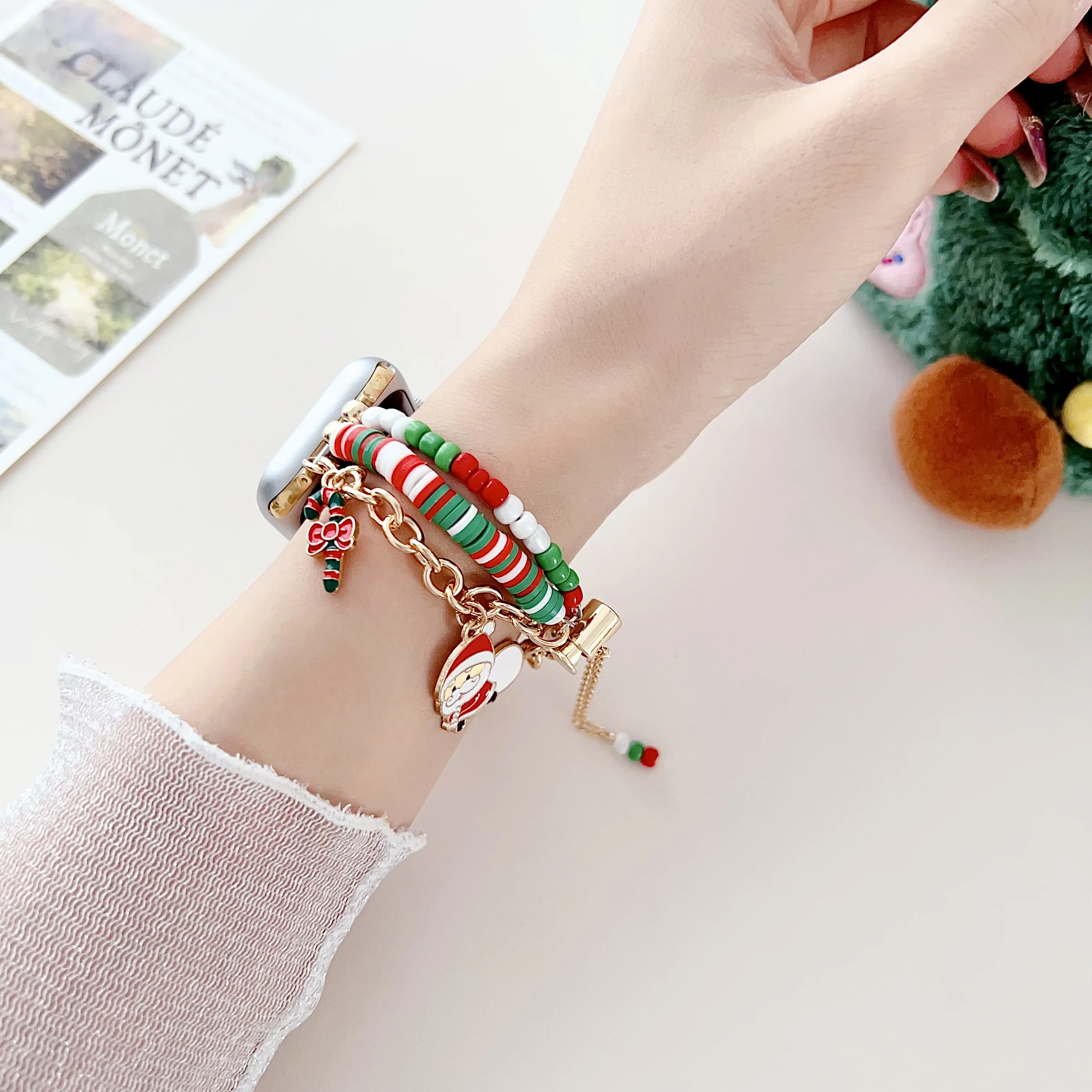 Festive Stainless Steel Holiday Watch Bracelet