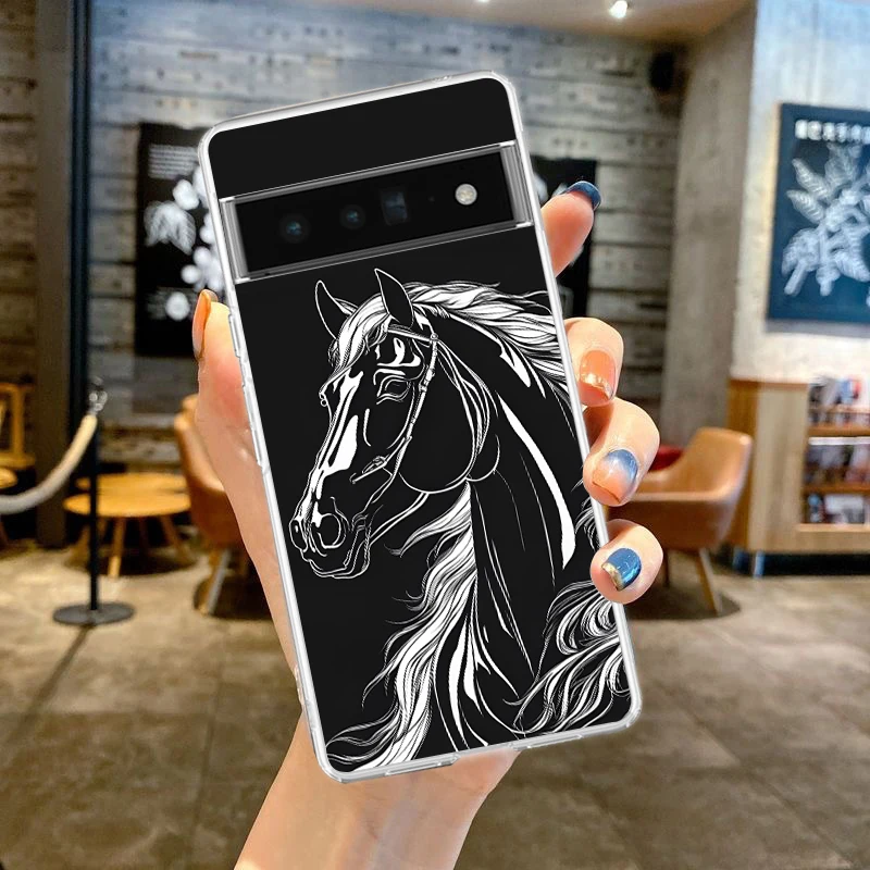 Elegant Brown Horses Transparent Phone Case - Clear Cover