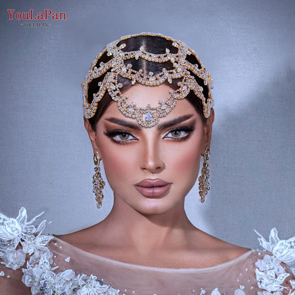 Zircon Wedding Headpiece Big Flower Shape Woman Headdress Bridal Hair Accessories Brides Hair Ornament Headband TOPQUEEN HP480 hair accessories bridal hair accessories