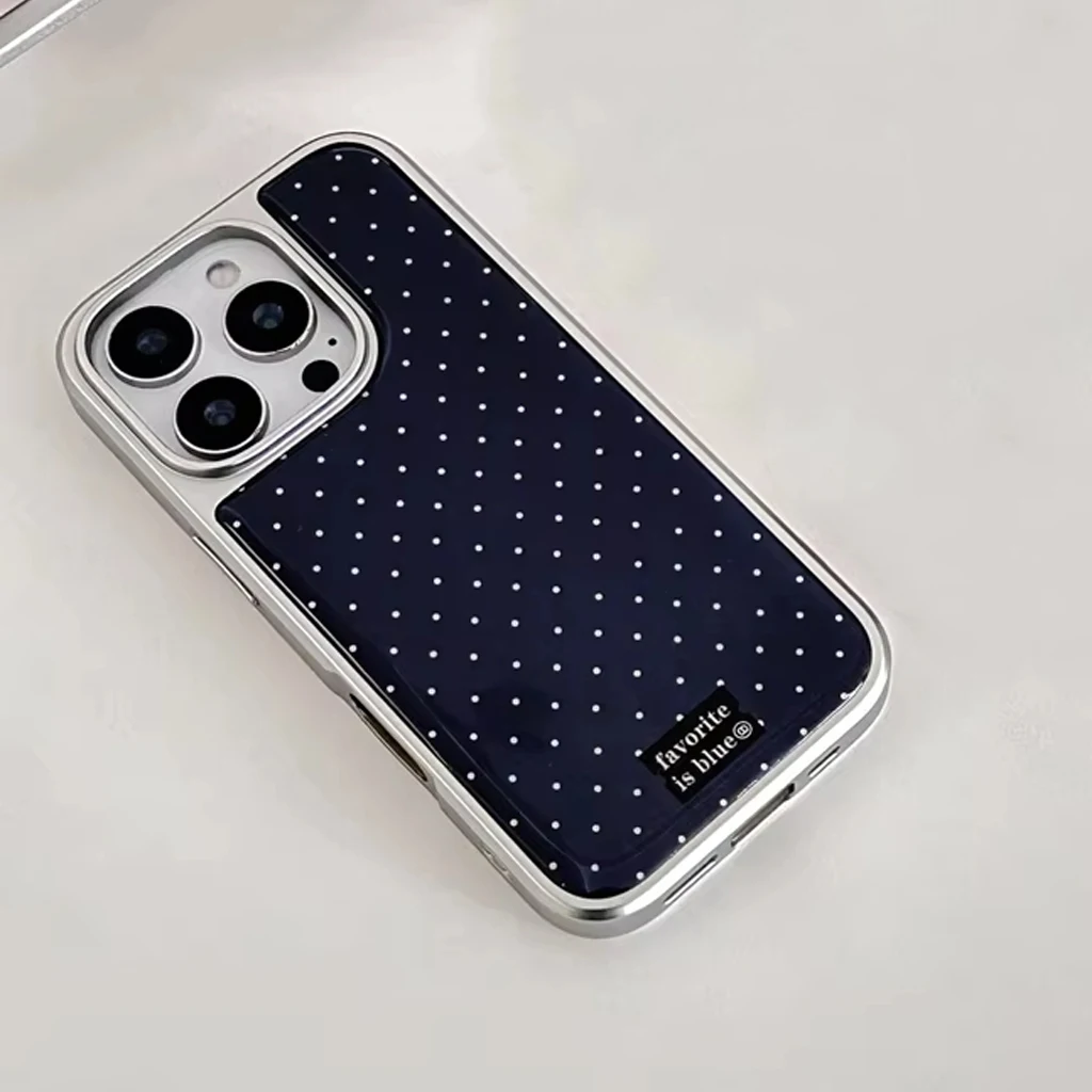 Full Screen Blue Wave Point Electroplated Resin Phone Case