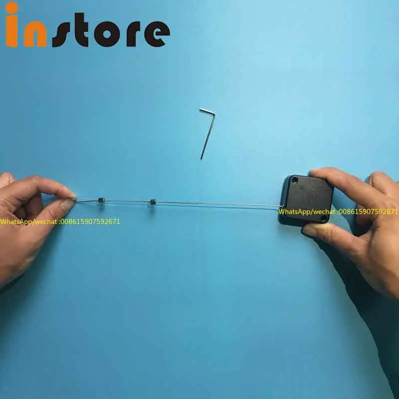 50 Pcs Anti Theft Security Pull Box Recoiler With Retractable Steel Cable For Glasses,Shoes,Watch,Camera,Bag,Electronic