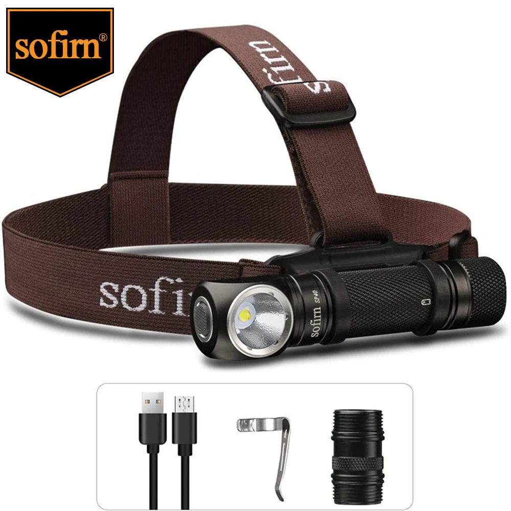Tanie Sofirn SP40 lampa czołowa LED XPL 1200lm 18650 reflektor przedni USB do