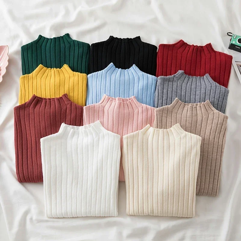 2025 Autumn Winter Pullovers Women Pullover Knitted Sweater Turtleneck Long Sleeve Slim Basic Solid Female Sweaters Tops - Image 2
