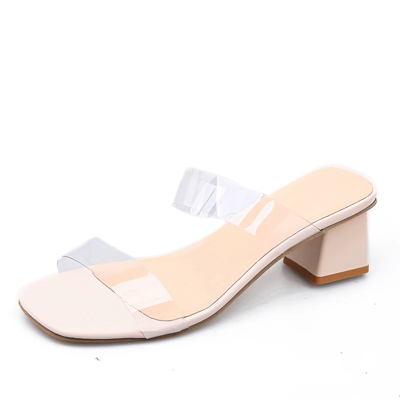 

Летние сандалии, повседневная обувь, сандалии в римском стиле на толстом среднем каблуке, Прозрачная женская обувь, женская обувь