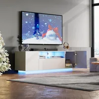 TV Stand for 65 Inch TV, Modern Entertainment Center with LED, TV Console with Storage Cabinet, TV Stands for Living Room 2