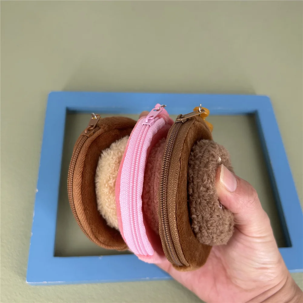 50개 혼합 색상, 음식 모양 작은 플러시 동전 가방, 키 클립 동전 지갑