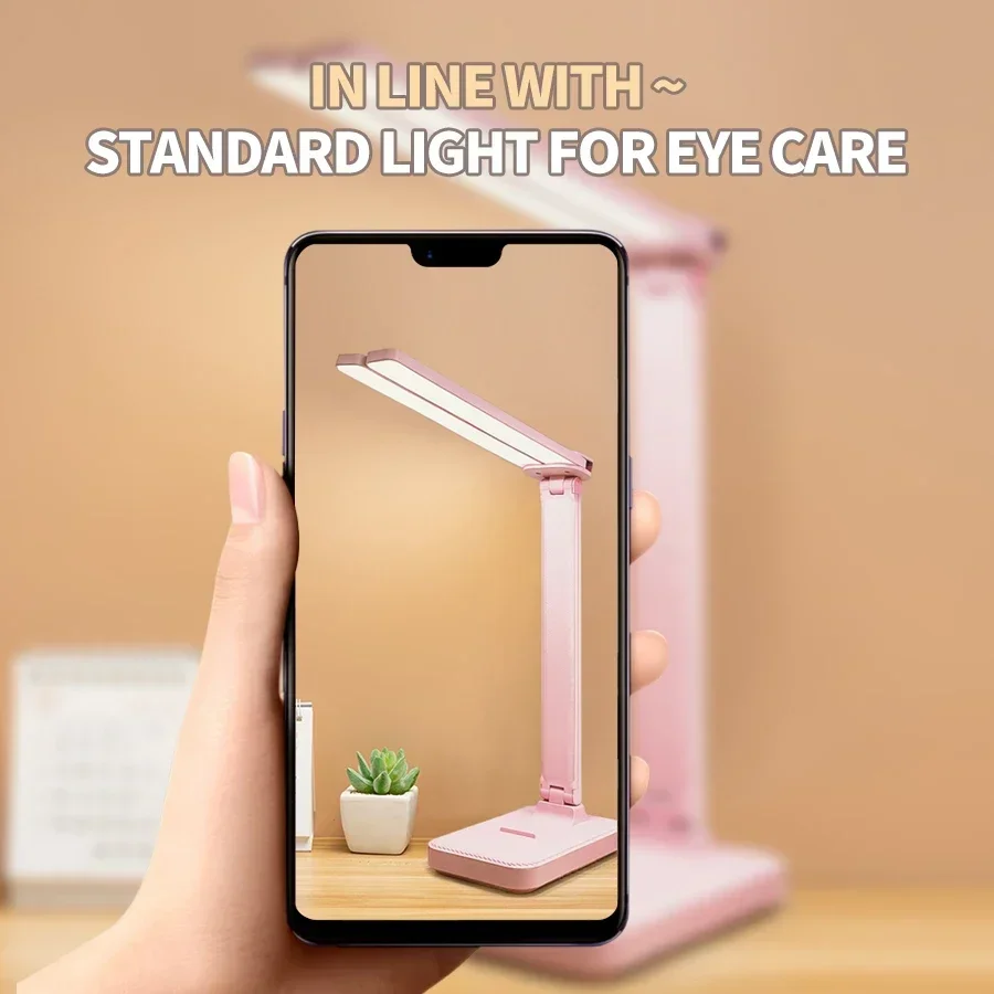 LED Desk Lamp 3 Levels Dimmable Touch Table Lamp USB Rechargeable Eye Protection Foldable for Bedroom Bedside Desk