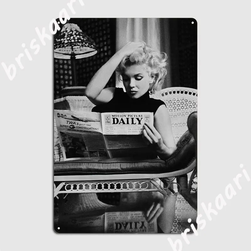 Marilyn Monroe Reading Newspaper Retro Metal Plaque Poster Garage Club Design Decoration Tin Sign |