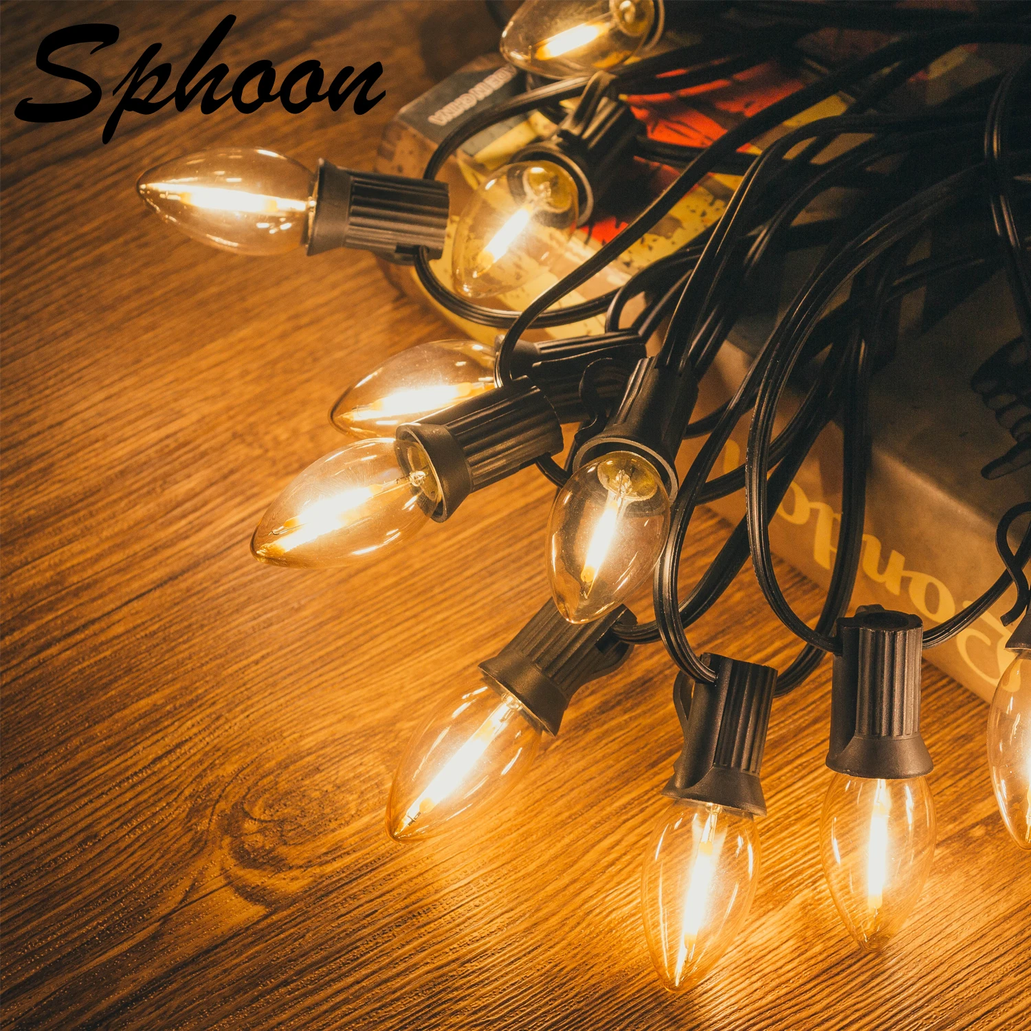 C7LEDChristmasStringLightsOutdoorVintageCandleLightBulbE12