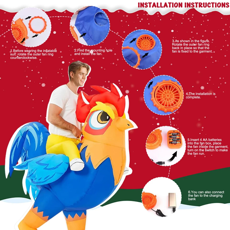 Costume Halloween Inflatable Chicken Costume Ride-on Rooster