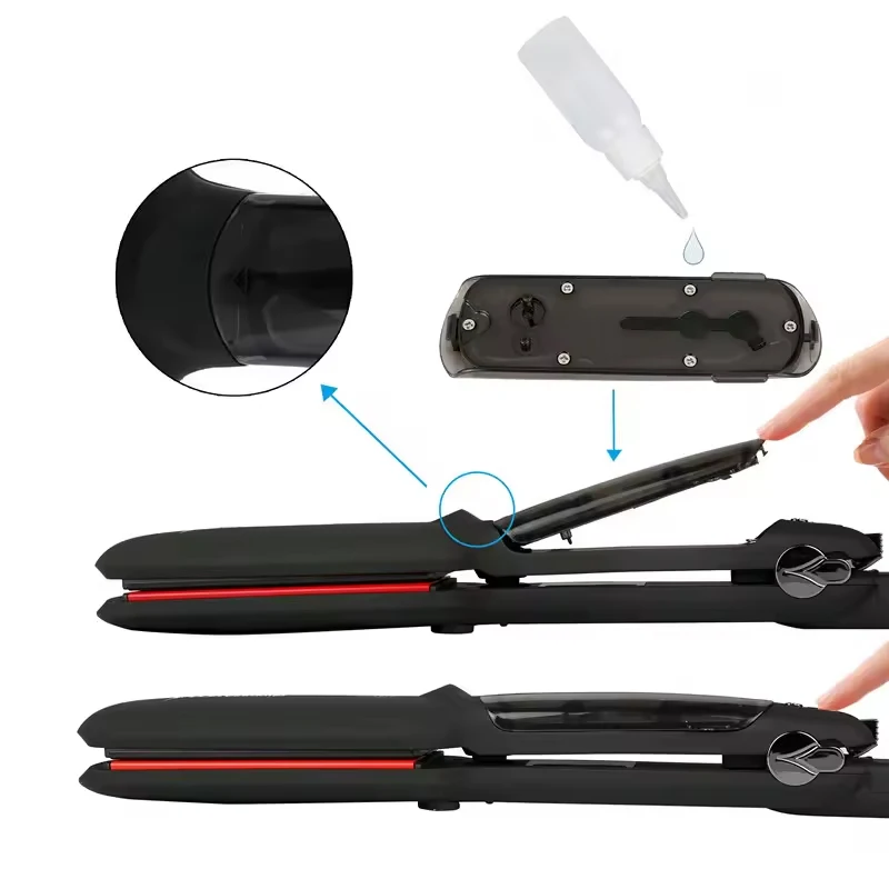 PTC heated steam straightener Infrared ceramic wide plate flat iron multi-functional professional hair straightener 4