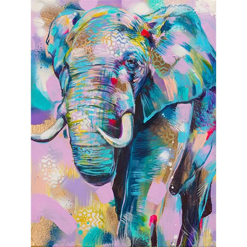 

CHENISTORY Pictures By Number Abstract Colored Elephant Kits Drawing On Canvas Handiwork Art Animal Painting By Numbers Gift