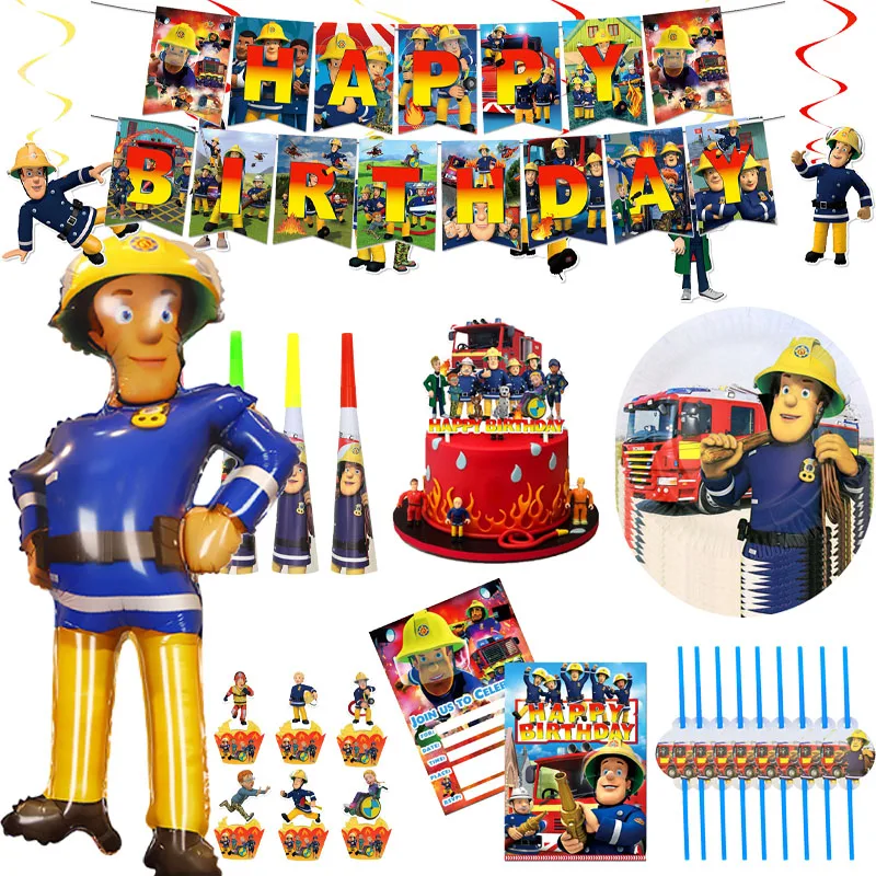 

Fireman Sam тематическая вечеринка на день рождения Декор Посуда Бумажная чашка баннер тарелка Fireman Sam воздушный шар вечеринка праздник для мальчика Baby Shower