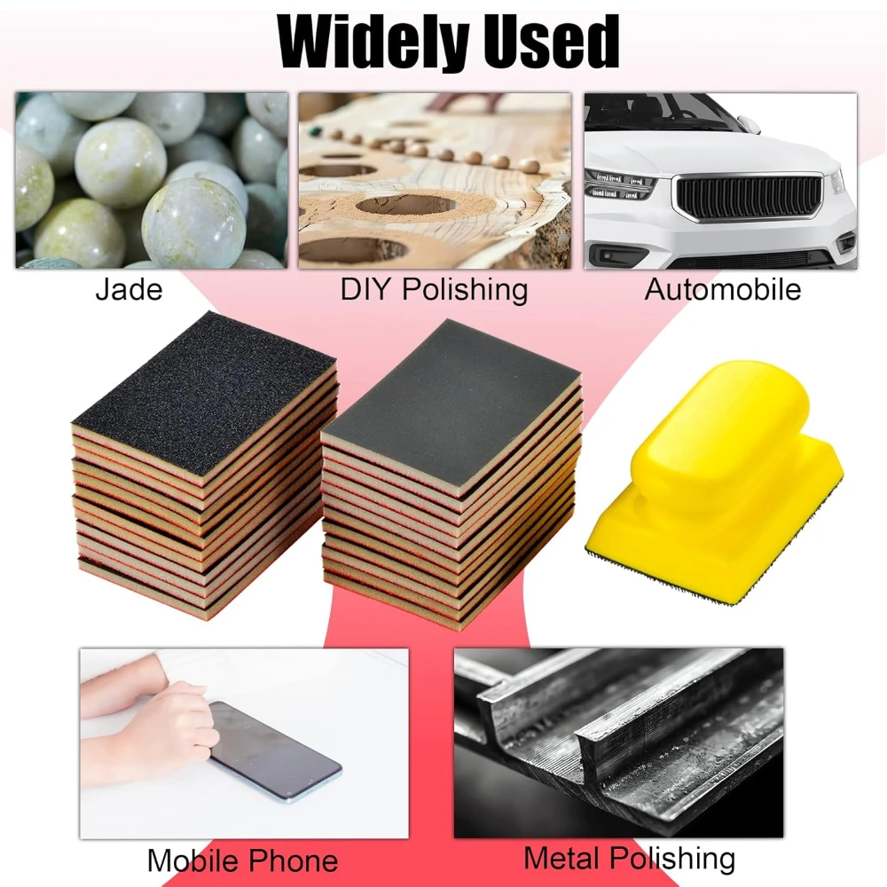 20PCS 샌딩 스폰지 세트 800-1000 그릿 소프트 폼 핸드 샌더 블록 3x4 인치 습식 건식 사포 울트라 파인 사포 스폰지
