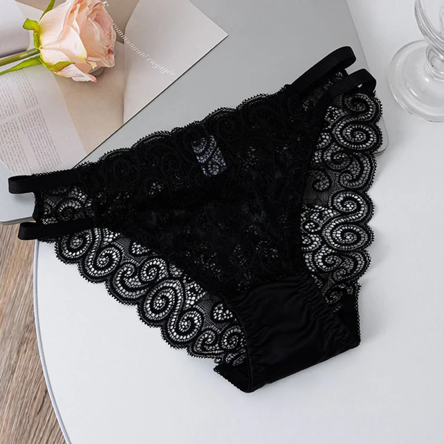 Culotte creuse en dentelle pour femmes, 1 pièce, en coton, respirant, confortable, Triangle, maille transparente, slip taille basse, sous-vêtements 1
