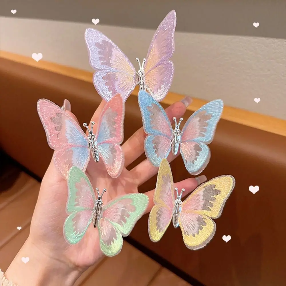 

Cartoon Trendy Lovely Embroidered Cloth Cute Girl Hair Clip Korean Style Hairpin Moving Butterfly Barrette Kids Bangs Clip