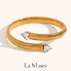 La.Muses New In Luxury Heart Shape Clear Zircon Bracelets For Women Stainless Steel Waterproof Bangle Jewelry And Accessories 1