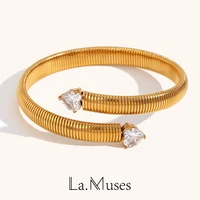 La.Muses New In Luxury Heart Shape Clear Zircon Bracelets For Women Stainless Steel Waterproof Bangle Jewelry And Accessories 1