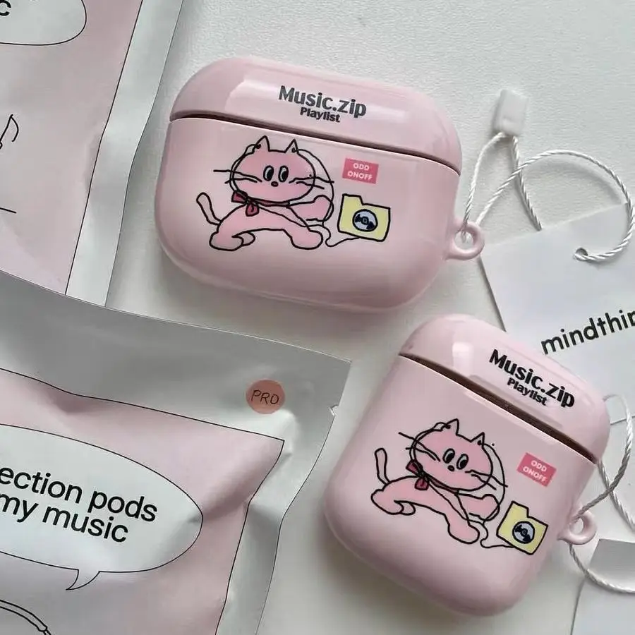 Coreano Ins Cute Music Puppy Dog Pink Kawaii Airpods Case Per Airpods1/2/3/Pro 2 Bluetooth Air Pods Case Cartoon Auricolare Custodie