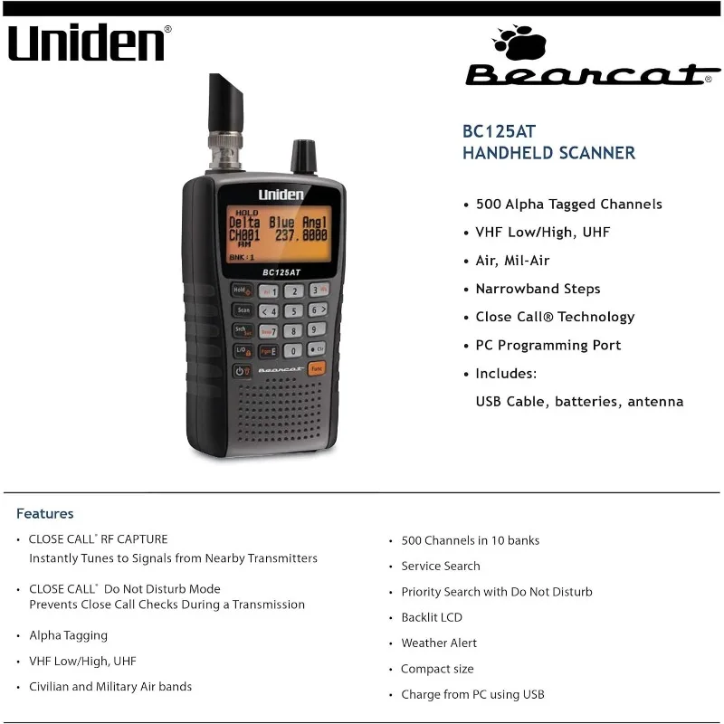 Uniden Bearcat BC355N Mobile/Base Scanner - 300 Channels, Close Call RF  Capture, Preprogrammed Service Search in the Weather Radios department at