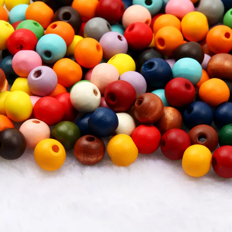 Bolas redondas para hacer pulseras, abalorios de madera Natural de 10/15mm,  10/50 piezas, bolitas sueltas para fabricación de joyas, accesorios para  llaveros DIY - AliExpress