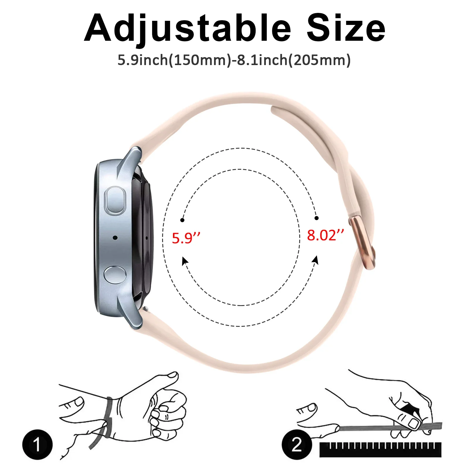 Silicone 20mm Watch Strap - Universal Fit