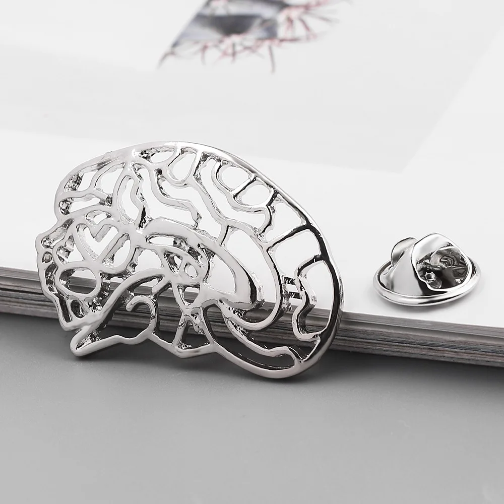 10PCS/Lot Human Organ Brain Shape Stomach Hollow Alloy Brooch Wholesale Bag Collar Accessories