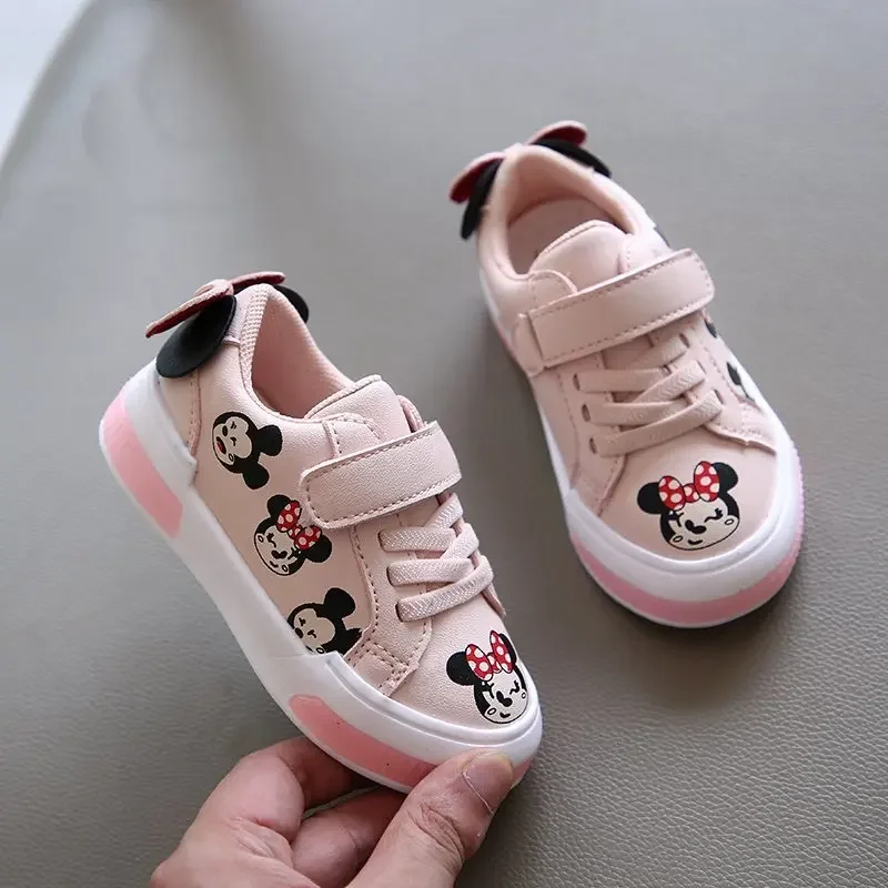 Disney autumn Minnie Mickey casual shoes fashion girl baby breathable soft sole children's sneakers