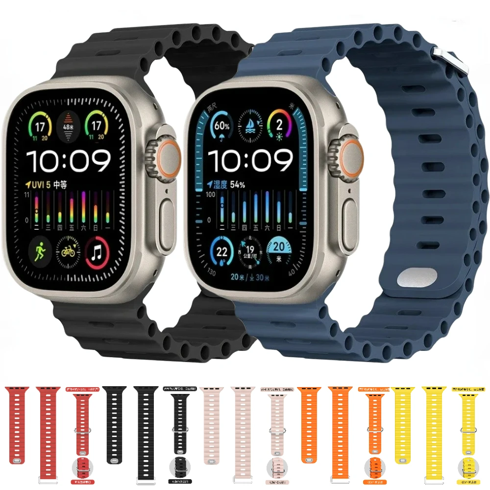 Sport oceán řemen pro jablko hodinky uitra 2 49mm 9 8 7 45mm 41mm prodyšné náramek iwatch řada 6 5 4 3 SE 44mm 40mm 42mm pás