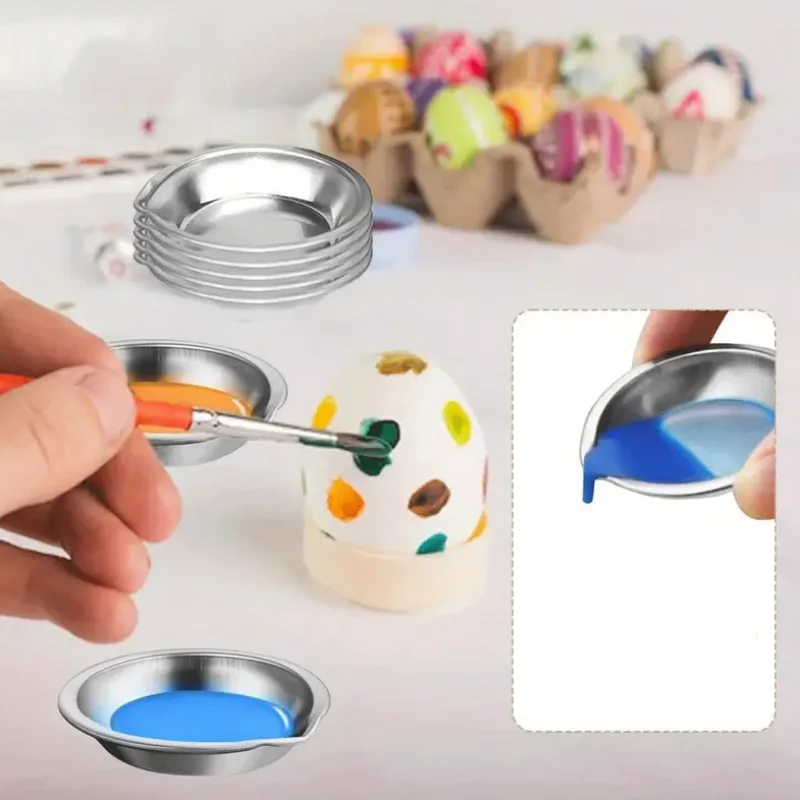 12Pcs Stainless Steel Paint Drawing Board Set, Round Mixing Plate, Suitable for Artist, Durable Metal Art Supplies for Home and School Use