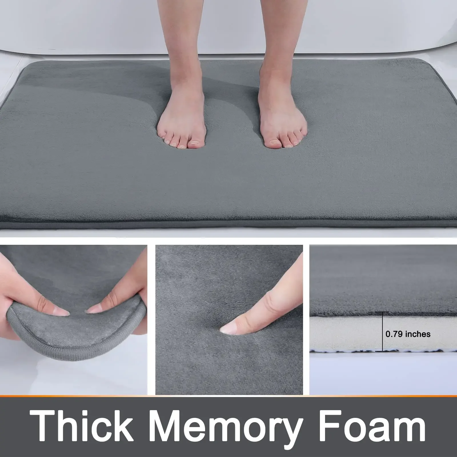 1pc Bathroom Anti-Skid Mat, Quick-Dry, Machine Washable, Memory Foam, Non-Slip, Super Absorbent for Floors Bath Mats