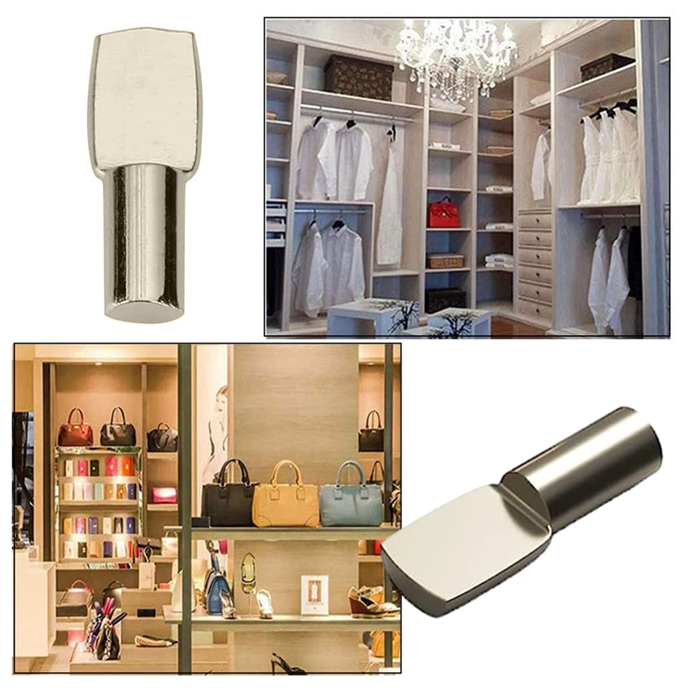 50pcs Shelf Support Pegs Cabinet Closet Laminate Pins Glass Nickel Plated Pins Fixing Bracket Shelf Bracket Furniture Hardware shelf support