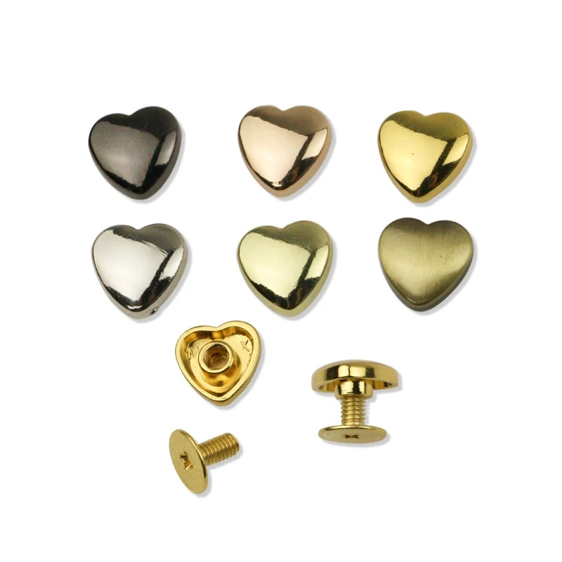 

20pcs 10mm Width Width Bag Handbags Spike Feet Screw Hardware Bucket Nail Heart-Shaped Luggage Leather