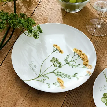 Nordic Plant Pattern Porcelain Dinner & Dessert Plate 1