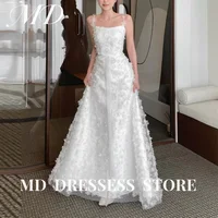 MD Spaghetti Strap A-line Tulle Wedding Dress Bead Korea Photoshoot Floor-Length Corset Customized Bride Gowns Corset 웨딩드레스 2025 1
