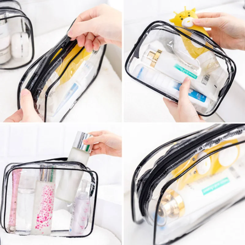 Transparent Cosmetic Bag PVC Women Zipper Clear Makeup Bags Beauty Case Travel Make Up Organizer Storage Bath Toiletry Wash Bag 4