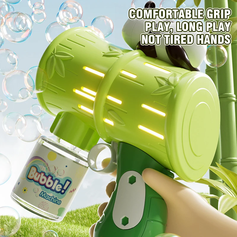 Panda Electric Bubble Gun Cute Cartoon Panda Soap Bubble Maker Blowing Toy Party Games Outdoor Toys for Kids Gift