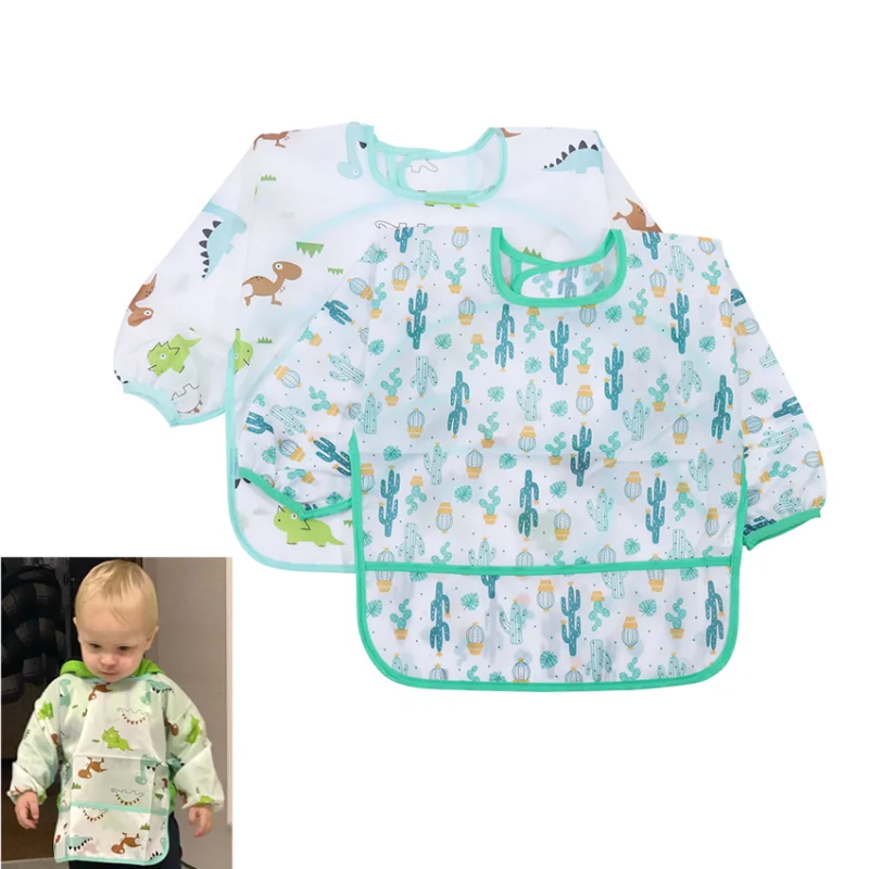 

Baby Kids Toddler Long Sleeve Scarf Waterproof Smock Feeding Bib Apron Pocket Infant Boys Girls Burp Cloth Bandana Bibs